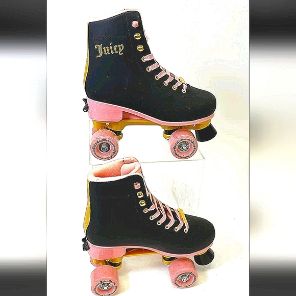New! Box!Juicy Couture Black Skates with Pink-These Fit Adult UpTo Size 7-8.5 - Picture 5 of 10